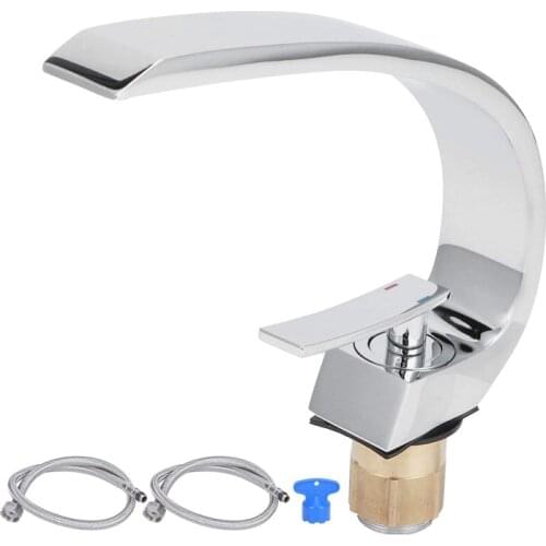 Basin Faucets Centerset Bathroom Sink Faucet Single Hole Hot Cold Water Faucet Modern All Copper Chrome Plating Bath Tap