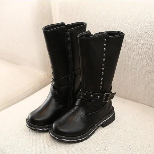 Comfy kids Winter Warm Girls Boots Shoes Fashion Knee-High Big Girls Snow Boots for Kids Childrens Soft Leather Martin Boots