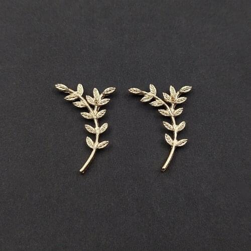 10 PCS 20x29mm Metal Alloy KC Gold Plated Leaf Branch For Shoes Clothing Earrings Hair Accessories DIY Jewelry Making