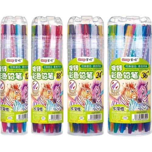 Water-soluble watercolor pencils colored pencils 12 18 24 36 colors Rotating colored pencils