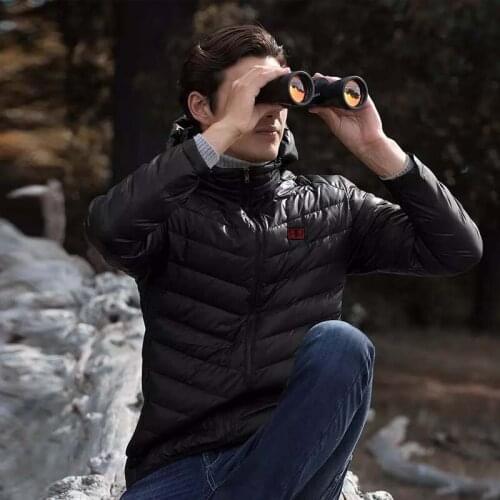 Youpin Graphene Heated Down Jacket Men 4 Gear Temperature Control Eiderdown Overcoat 90% White Duck Down Coat Multi-zone Heating