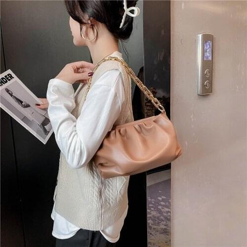 Golden Thick Chain Brand Designer PU Leather Crossbody Bags for Women 2021 Clutch Shoulder Bag Lady Luxury Handbags and Purses