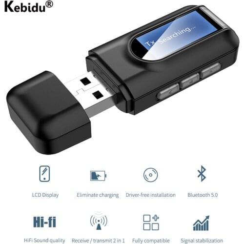 LCD 3.5MM AUX USB Bluetooth Receiver Transmitter Audio Bluetooth 5.0 Adapter For Car PC TV HD HiFi Receptor Wireless Adapter