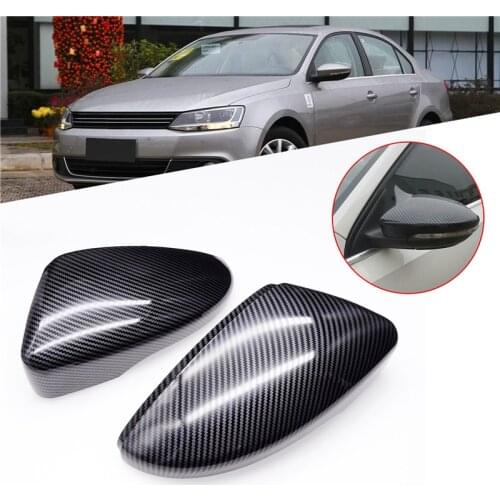 1 Pair Car Side Rear View Mirror Cover Cap Carbon Fiber Pattern For Volkswagen Beetle CC Jetta Sagitar Magotan EOS Scirocco Bora