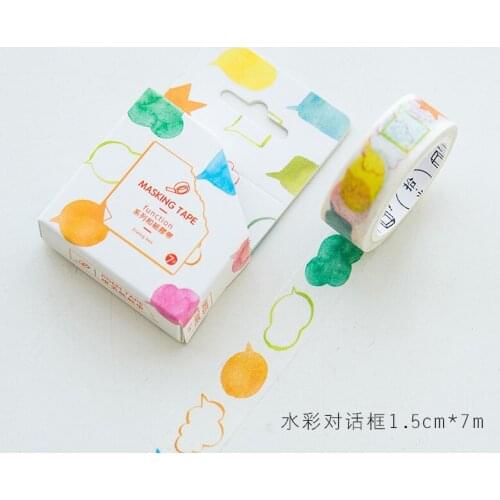 1.5cm 7m 1 pcs DIY design Watercolor dialog box style washi tape Scrapbook Sticker Label Masking home gift decor