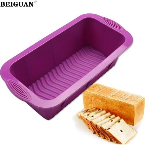 1Pc DIY Rectangular Shape Cake Mold 3D Silicone Cake Mold Toast Cake Mould Kitchen Bread Baking Tools Bakeware Maker Pink Blue