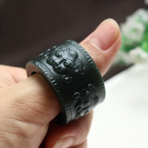 100% real jade handmade dragon hetian green jade ring male and female jade ring jade gift rings brand men