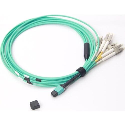 3-Meter OM3 MPO to 8xLC Fiber Optical Patch Cord, 8-Core Multimode Duple Fiber Cable