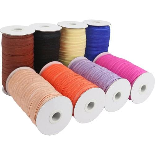 50 Yards 5/8"16mm Solid Color Pink Matt Fold Over Elastic Ribbon For Hair Ties Headwear Sewing Elastic Band Decoration Crafts