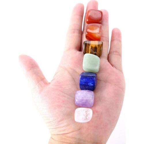 7pcs/set Chakra Natural Gemstone Reiki Healing Quartz Irregular Polished Stones Decorative Decoration Crafts