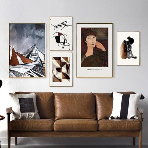 Abstract Geometry Naked Woman Magic Mouantain Line Wall Art Poster Nordic Modern Canvas Painting And Print for Living Room Décor