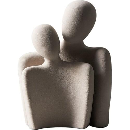Nordic Abstract Snogged Couples Figurine Model Resin Modern Character Ornament Home Decoration Accessories Room Decor