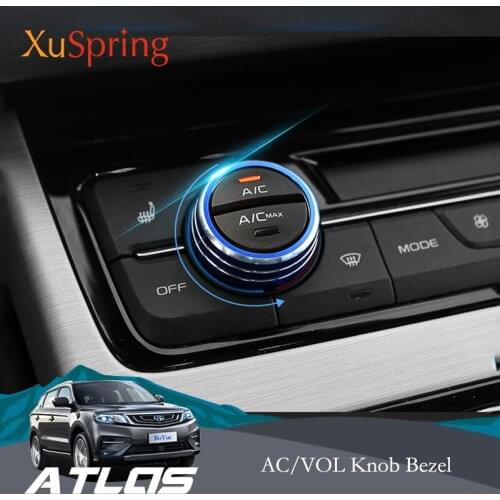 Car Air Conditioner AC VOL DAUL POWER Knob Cover Bezel Fram Ring Trim For Geely Atlas Boyue Emgrand NL-3 Proton X70 2018 2019