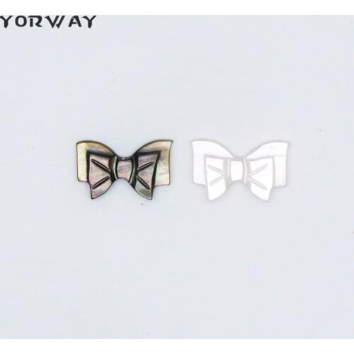 White/ Black Mother of Pearl Shell Carved Bowknot Beads -V1037 /10Pcs