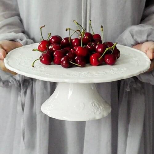 Dessert Fruit Plate Dessert Table Tall Cake Plate White Ceramic Tray Home Dining Plate European Style Frame Wedding Props