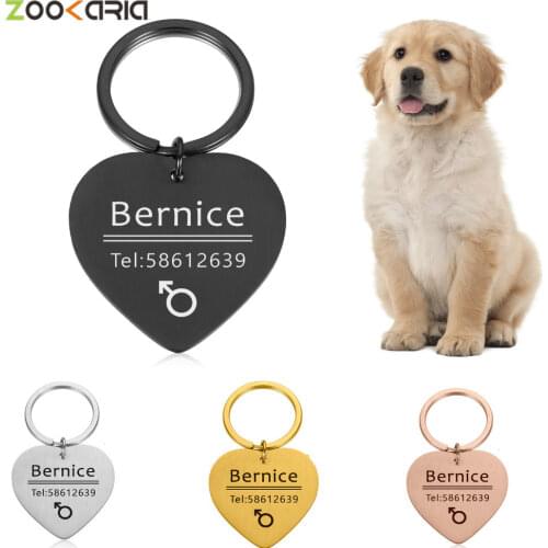 DIY Personalized Pet ID Tags Dogs Cats ID Tag Stainless Steel Tag Engraving Name and Telphone Number Collar Accessories