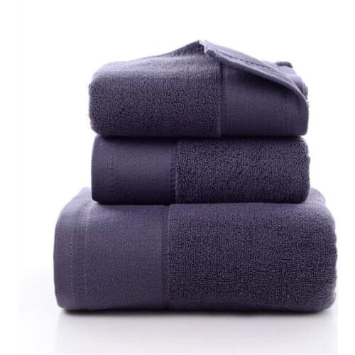 100% Ring-Spun Cotton Solid Color Soft Bath Towel Hand Towel 3pcs/set Thick Combed Cotton Bathroom Shower Towel For Adults Kids