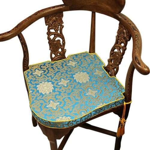 Custom Luxury Jacquard Floral Triangle Chair Gap Pad Comfort Seat Cushion Anti-Slip Irregular Chinese Silk Satin Sponge Sit Mat