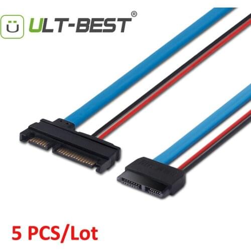 ULT-Best 5PCS SATA Cable Serial ATA 22Pin 7+15 Male to Slimline SATA 13Pin 7+6 Female Connector Converter 30CM/1FT/12INCH