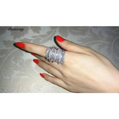 Choucong Luxury Lady Party Ring 925 Sterling Silver T shape AAAAA cz Wedding Band Rings For Women Engagement Jewelry Gift