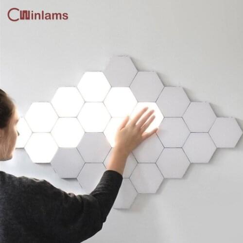 Touch-sensing quantum wall lamp Assembling hexagonal combination honeycomb wall sconce Led magnetic creative decorative lamp