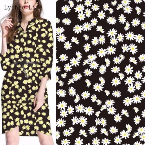 Lychee Life 100X150CM Small Daisy Printed Fabric Embroidery Soft Fabric Girls Clothes Dress Wedding Party Diy Sewing Supplies