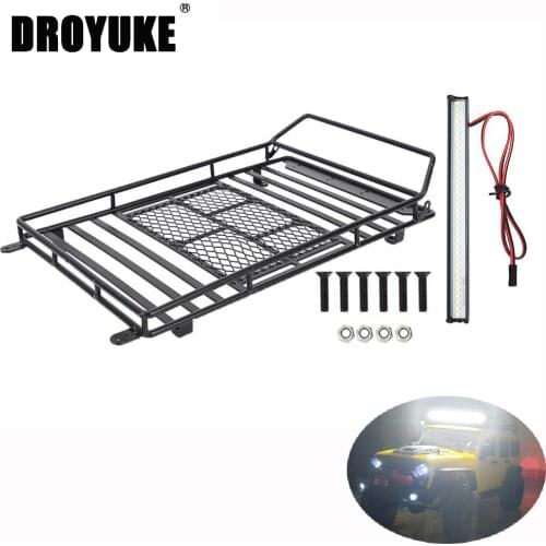 Portaequipajes para techo de Metal con 36 LED, barra de focos para coche RC 1/10 Trx4 RC4WD Cherokee Wrangler Axial SCX10