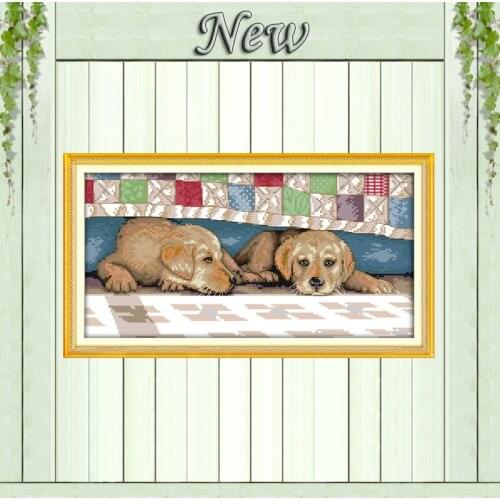 We' re having a break,Counted Printed on Canvas DMC 11CT 14CT Cross Stitch kit,Needlework Set handmade Embroider,dogs Home Decor