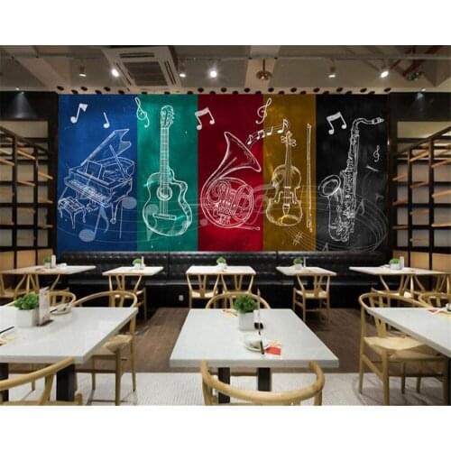 Custom music instruments kvt bar hotel interior backdrop wall wallpaper for walls 3 d photo wall mural wall sticker Beibehang