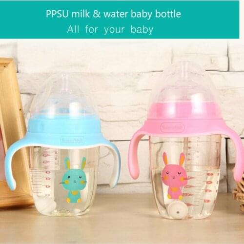 PPSU Baby Feeding Bottles Cups Kids Water Milk Bottle Soft Mouth Duckbill Sippy Infant Drink Training Feeding Bottle