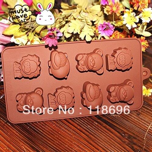 Holiday normal delivery )) lion, little bear, hippopotamuses, animals modelling silicone chocolate Manufacture mold