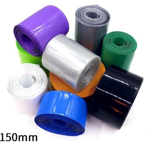 PVC Heat Shrink Tube 150mm Width Blue Multicolor Shrinkable Cable Sleeve Sheath Pack Cover for 18650 Lithium Battery Film Wrap
