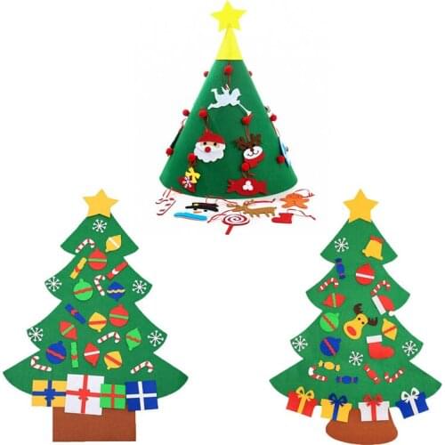 Christmas Tree W Velcro Kids New Year Gifts Toys Artificial Tree Wall Hanging Ornaments display show Decoration F Home DIY Felt