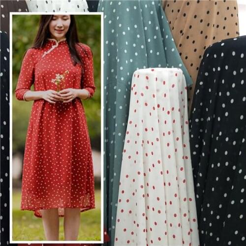 Chiffon Printed Dot Fabric High End DIY Sewing Dress Pants Blouse Soft Drape Textile Tissu Telas 50X150cm