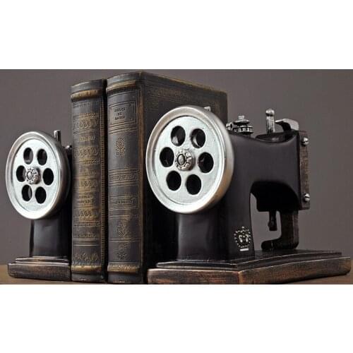 Sewing Machine Bookends Vintage Style 6.3 Inch Tall Resin, A Pair