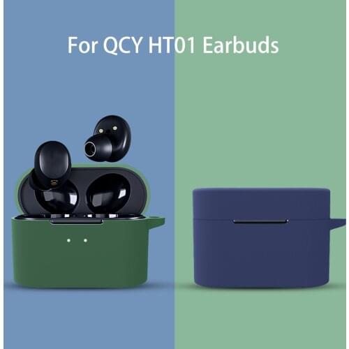 Earphone Silicone Case Anti-scratch Headset Protective Cover With Hook For QCY HT01 TWS Wireless Bluetooth Headset Cases