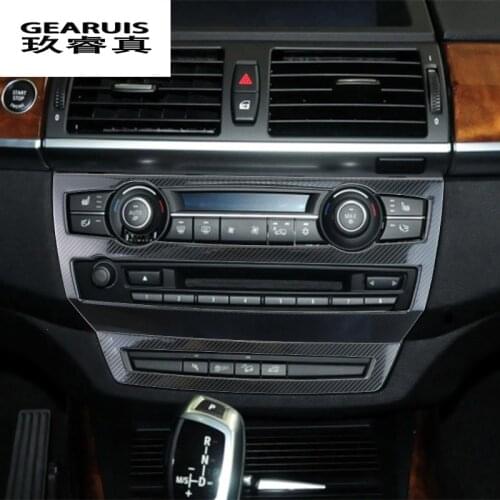 Car Styling Carbon Fiber for BMW e70 e71 X5 X6 Refit Auto Interior AC CD Control Decor Frame panel Decoration Cover Sticker Trim