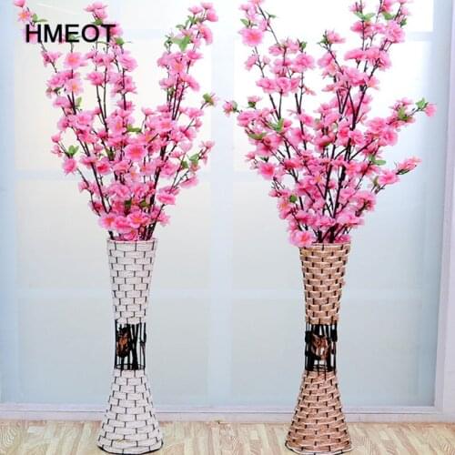 55cm New Country Style Artificial Flower Rattan Vase Wedding Hotel DIY Home Decoration Accessorie Cherry Flower Arrangement Vas