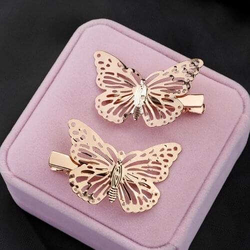 Women Metal Butterfly Hair Clips Gold Hairpins Bridal Headpiece Girls Bobby Pins Vintage Headdress Hairgrips Hair Accessories