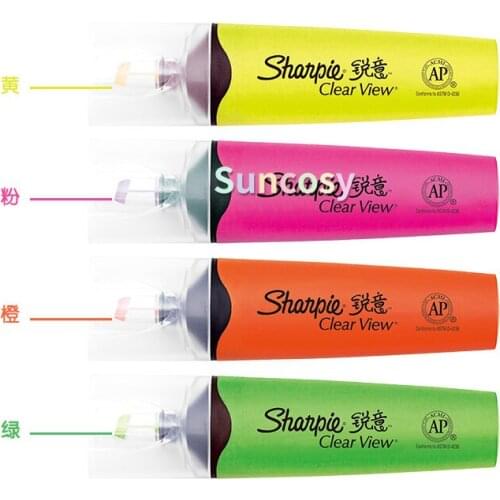 Sharpie Yellow fluorescent pen, marker pen, students use light color candy color, green orange fluorescent note number pen