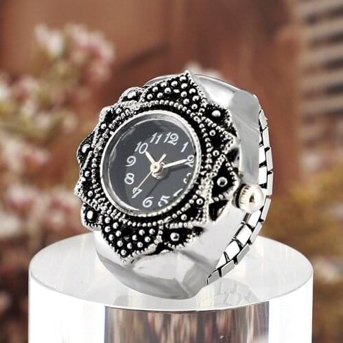 1PCS Silver Color Ring Watch for Women Men Lady Finger Ring Watch Unique Design Ring Watch