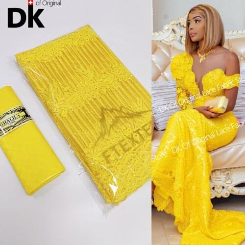 2.5 + 2.5 Yards African 2021 French Nigerian Net Lace Dry Fabric Bridal High Quality Bazin Riche Material Net Tulle Lace Sew