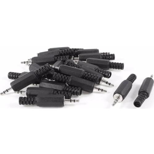 20pcs 2.5mm Stereo Male Plug Jack Audio Adaptor Soldering black