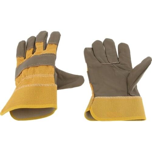 24cm Leather Canvas Welding Protective Work Gloves, -Insulated