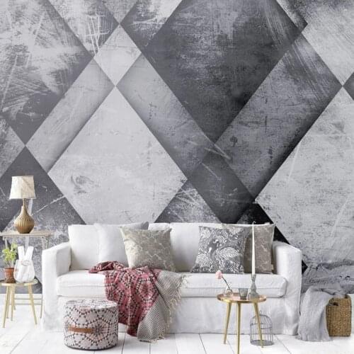 Abstract Wall Art Decor Wallpaper Gray Black And White Geometric 3D Photo Custom Murals European Style Living Room TV Background