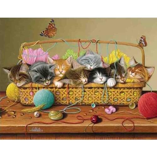5D DIY Diamond Painting Lovely Eight Kittens 3D Embroidery Full Square/Round Drill Cat Cross Stitch Rhinestone Mosaic Decor Home