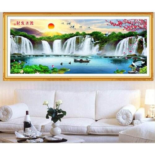 5D Diy Diamond Painting Cross Stitch Water Falls Diamond Embroidery Natural Landscapes Rubiks Cube Full Drill Mosaic Pictures