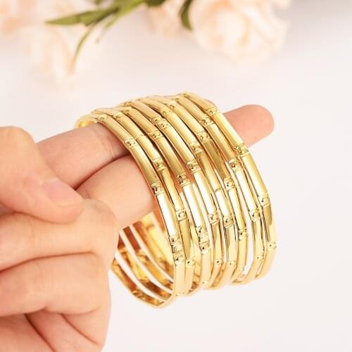 Bangrui (4 Pieces) Wholesale Fashion Dubai Bangle Jewelry Gold Color Dubai Bracelet for Men/Women Africa Arab Items