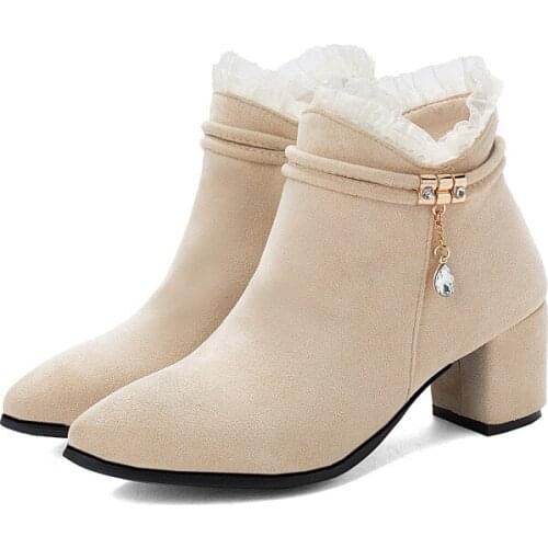 Big Size 9 10 11 12 boots women shoes ankle boots for women ladies boots shoes woman winter Lace hydraulic drill side zipper