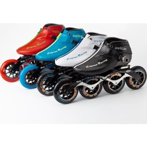 CITYRUN 4 Wheel 110mm Inline Speed Skates Shoes Carbon Fiber Skating Boot Blue Black Zip 100mm 90mm Track Race Marathon PS Pro
